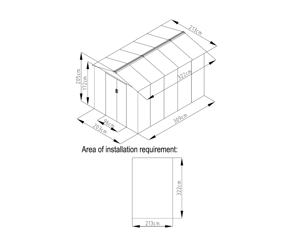 מחסן מתכת לגינה Garden Top דגם 213X319 – תמונה 11