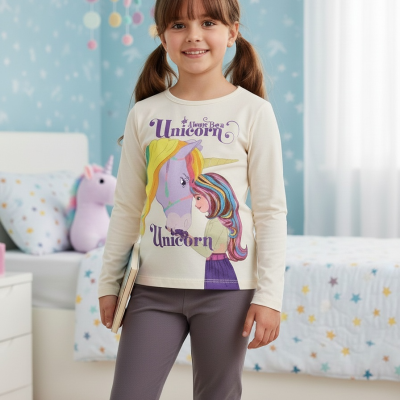 סט גרזי בנות חד קרן קרם