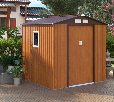 מחסן מתכת לגינה Garden Top דגם W76 במידות 213X191 ס"מ