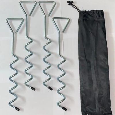 סט 4 יתדות ספירלה מתברגים לקיבוע צילייה ואוהלים