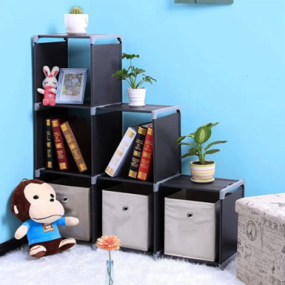 כוורת אחסון מודולרית 6 תאים עם כיסוי בד שחור