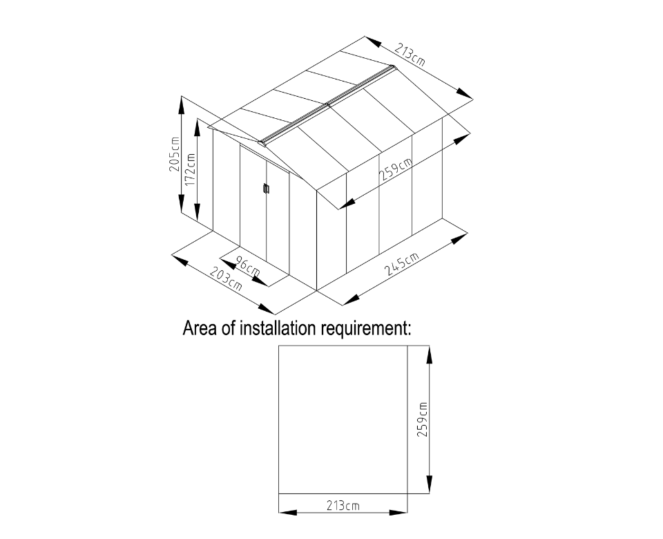 מחסן מתכת לגינה Garden Top בגודל 2.13X2.55 ס"מ – תמונה 10
